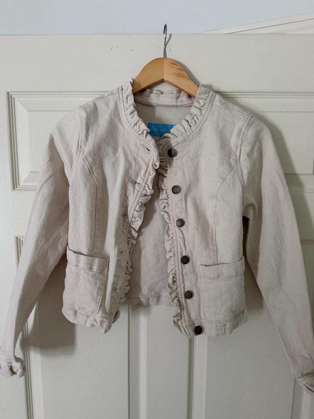 Draper James Cream Ruffle-Trim Cream Jacket
